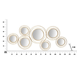 PANNEAU/MIROIR ROND DORÉ CM 124,5X4X53,5
