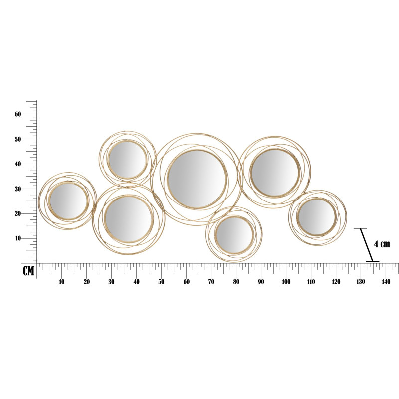PANNEAU/MIROIR ROND DORÉ CM 124,5X4X53,5