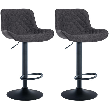 Lot de 2 tabourets de bar en tissu Minosa noir