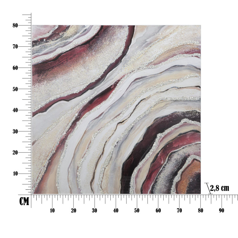 PEINTURE SUR TOILE ROUGE CM 80X2,8X80