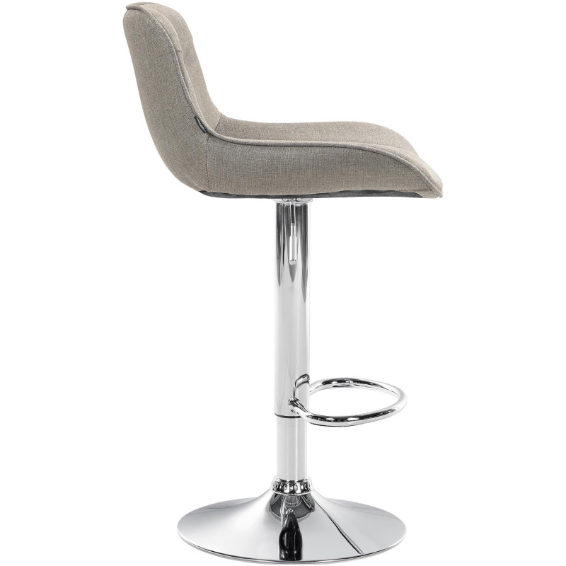 Tabouret de bar Vonore tissu chrome taupe