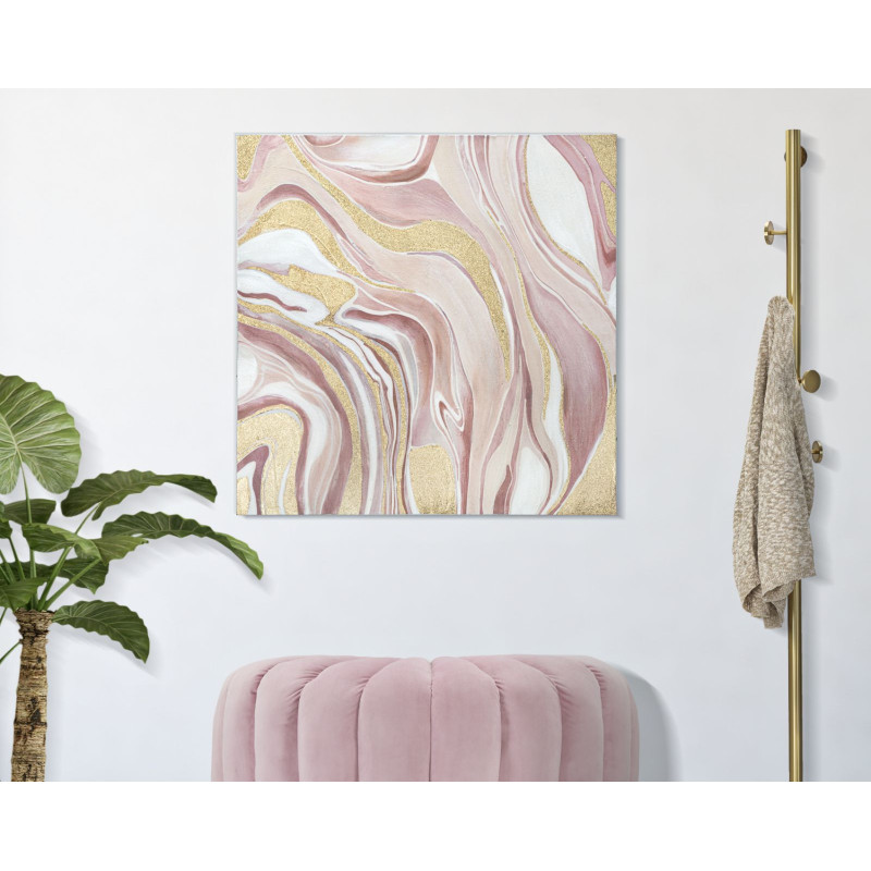 PEINTURE SUR TOILE ROSE CM 80X2,8X80