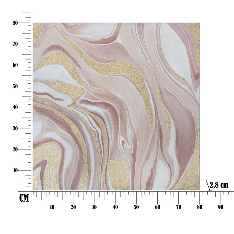 PEINTURE SUR TOILE ROSE CM 80X2,8X80