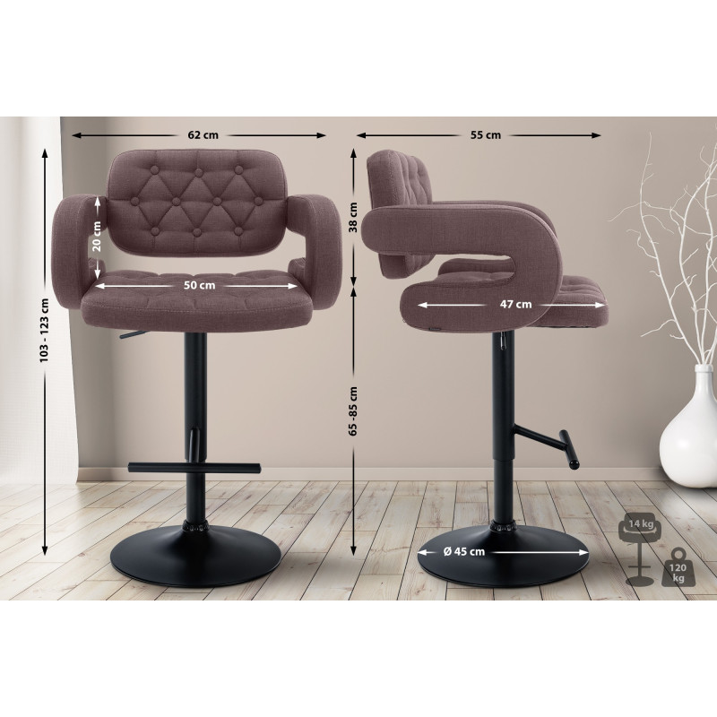 Tabouret de bar Dublin FABRIC brun