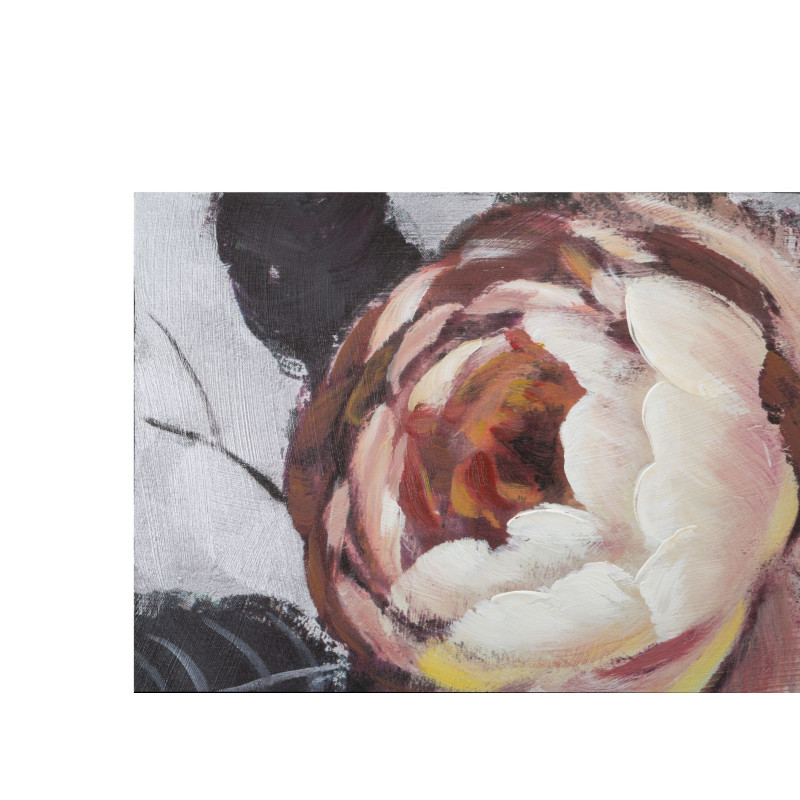 PEINTURE SUR TOILE FLEUR BLANCHE/ROUGE FOND CLAIR 150X3,8X76
