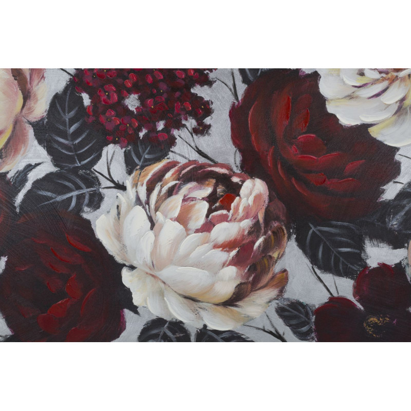 PEINTURE SUR TOILE FLEUR BLANCHE/ROUGE FOND CLAIR 150X3,8X76