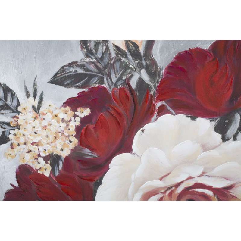 PEINTURE SUR TOILE FLEUR ROUGE CARRÉ 90X3,7X90 CM