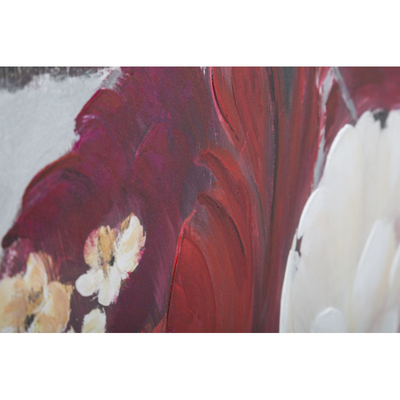 PEINTURE SUR TOILE FLEUR ROUGE CARRÉ 90X3,7X90 CM