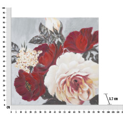 PEINTURE SUR TOILE FLEUR ROUGE CARRÉ 90X3,7X90 CM