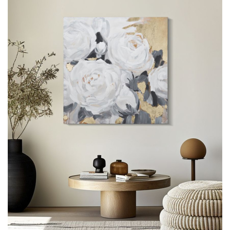 PEINTURE SUR TOILE FLEUR BLANCHE -A- 90X3,7X90 CM