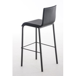 Tabouret de bar Avola en cuir, plat, B78 noir