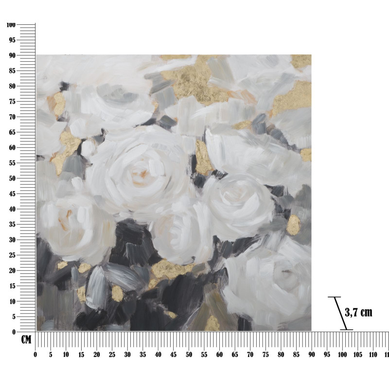 PEINTURE SUR TOILE FLEUR BLANCHE -B- 90X3,7X90 CM
