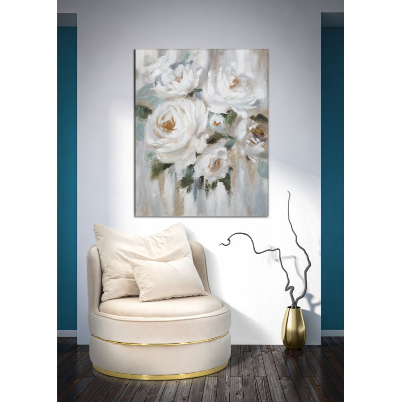PEINTURE SUR TOILE FLEUR CRÈME CM 80X3,7X100