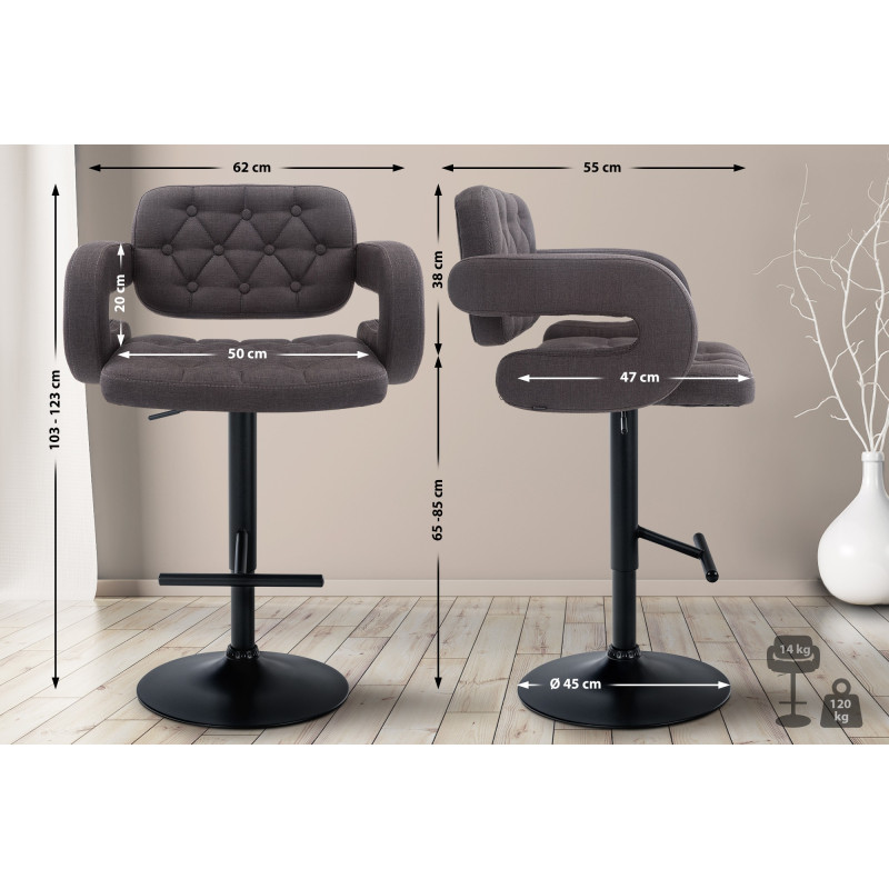 Tabouret de bar Dublin FABRIC gris foncé
