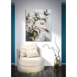 PEINTURE SUR TOILE FLEUR ET FEUILLE 100X3,7X80 CM