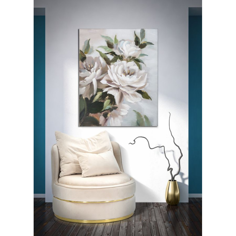 PEINTURE SUR TOILE FLEUR ET FEUILLE 100X3,7X80 CM