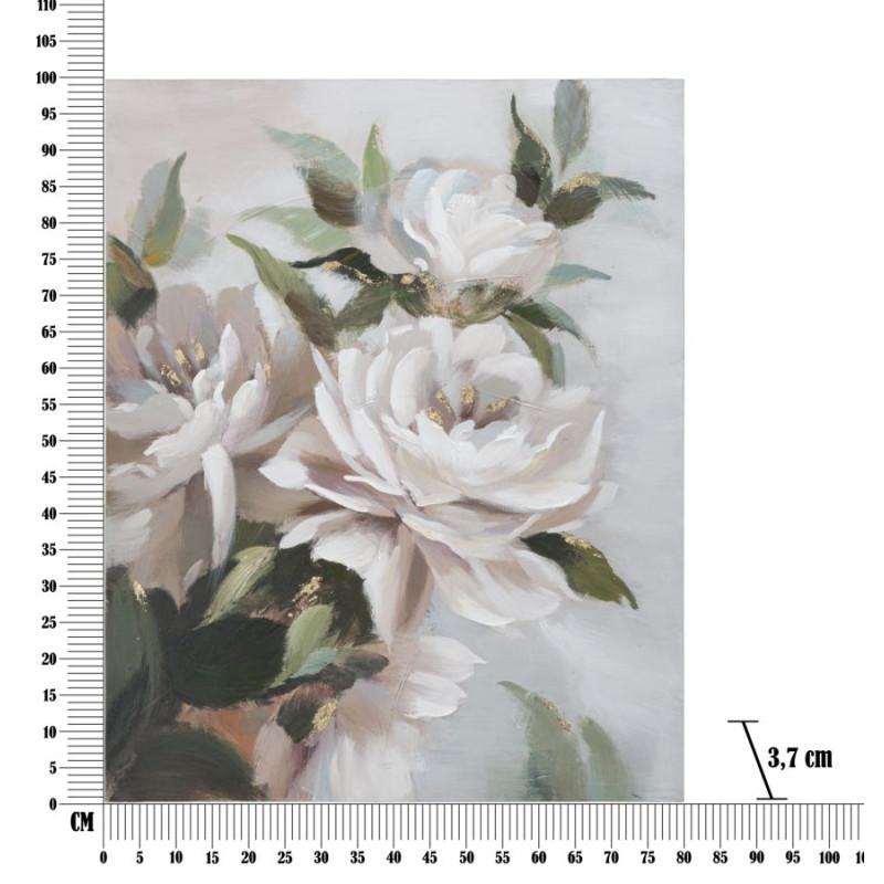 PEINTURE SUR TOILE FLEUR ET FEUILLE 100X3,7X80 CM