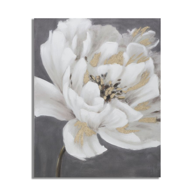 PEINTURE SUR TOILE FLEUR BLANCHE/OR 80X3,7X100 CM