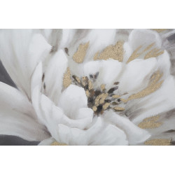 PEINTURE SUR TOILE FLEUR BLANCHE/OR 80X3,7X100 CM