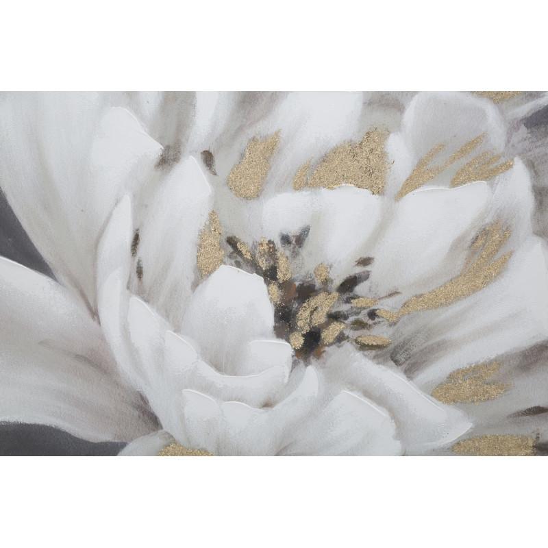 PEINTURE SUR TOILE FLEUR BLANCHE/OR 80X3,7X100 CM
