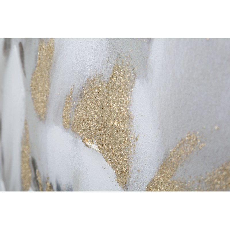 PEINTURE SUR TOILE FLEUR BLANCHE/OR 80X3,7X100 CM
