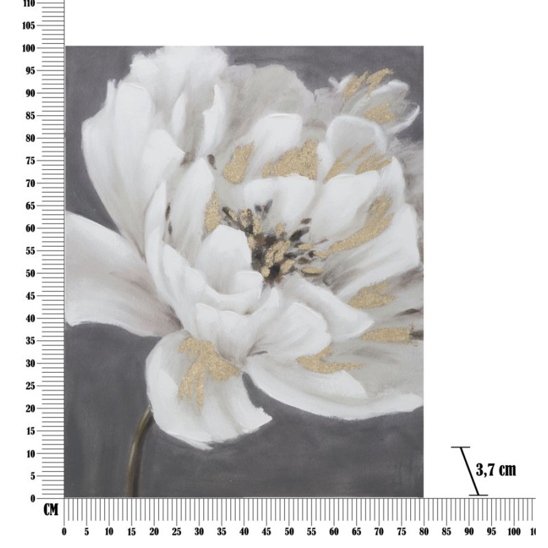 PEINTURE SUR TOILE FLEUR BLANCHE/OR 80X3,7X100 CM