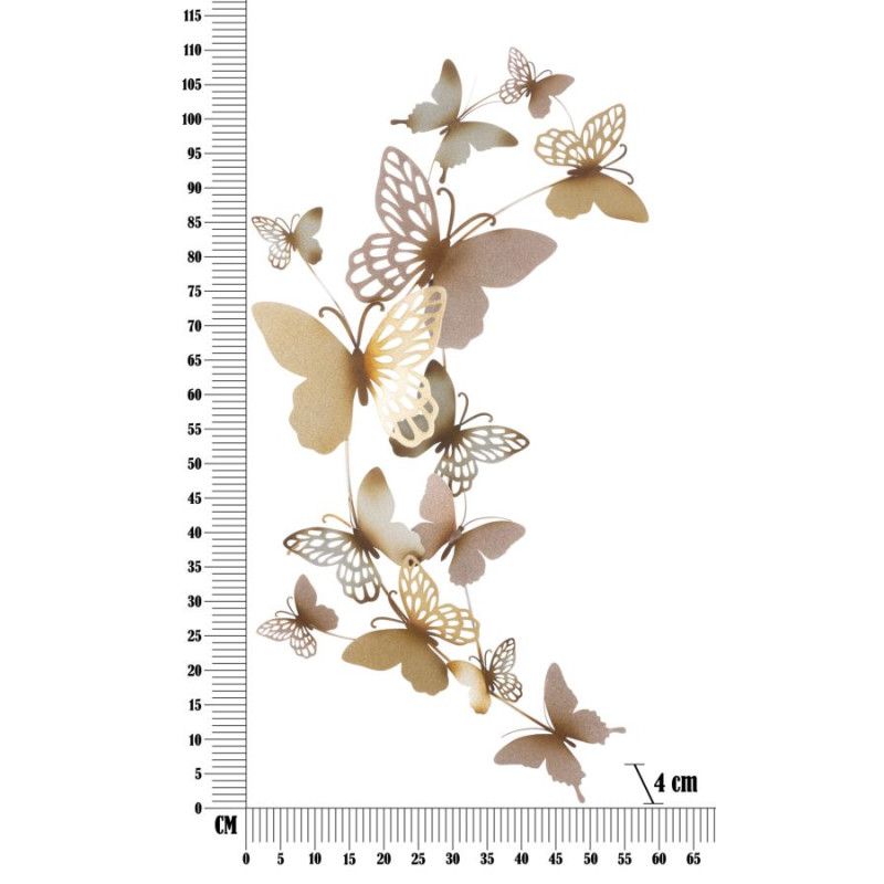 PANNEAU MURAL PAPILLONS OR/ROSES C CM 59,5X4X111,5
