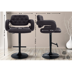 Tabouret de bar Dublin FABRIC noir