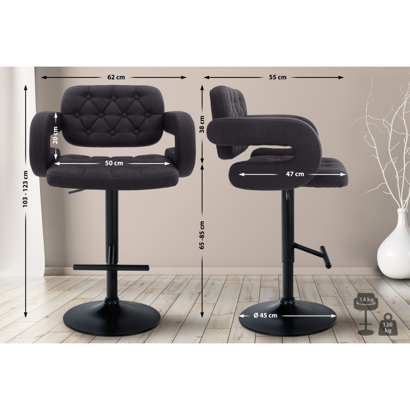Tabouret de bar Dublin FABRIC noir