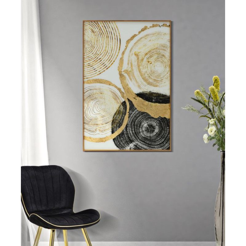 PANNEAU DE VERRE AVEC CADRE EN BOIS CM 60X3,5X90