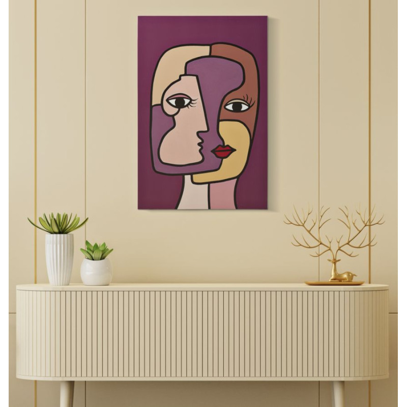 IMPRESSION PEINTE VISAGES NOUVEAU -A- CM 60X3X90