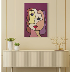 IMPRESSION PEINTE VISAGES NOUVEAU -B- CM 60X3X90
