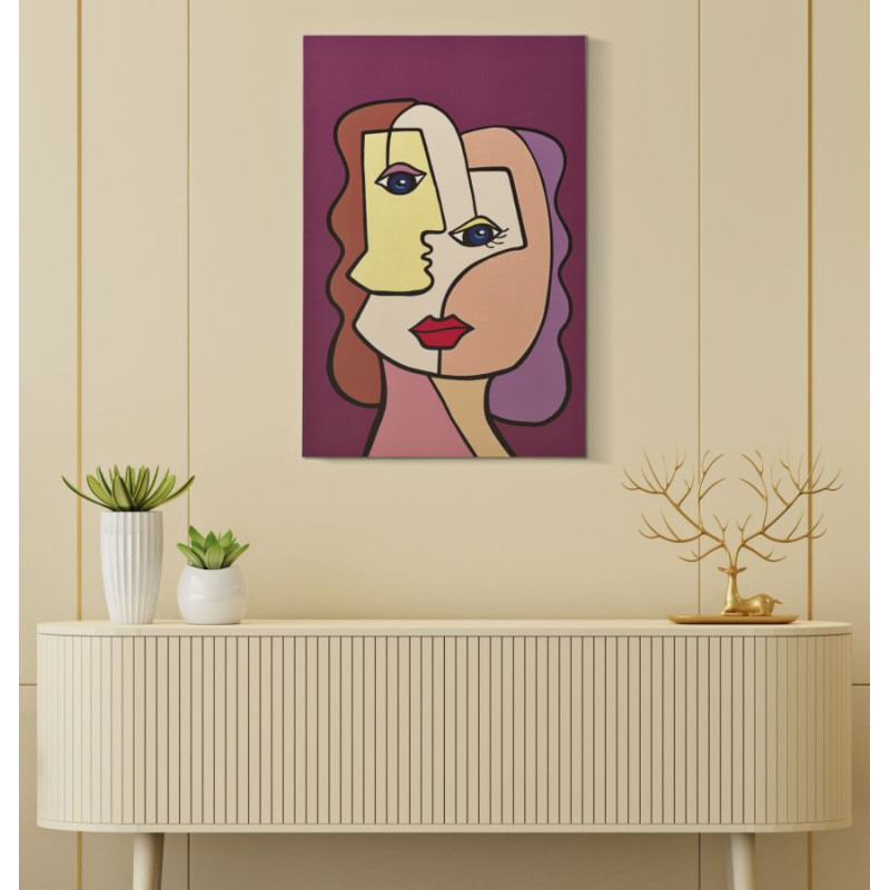 IMPRESSION PEINTE VISAGES NOUVEAU -B- CM 60X3X90