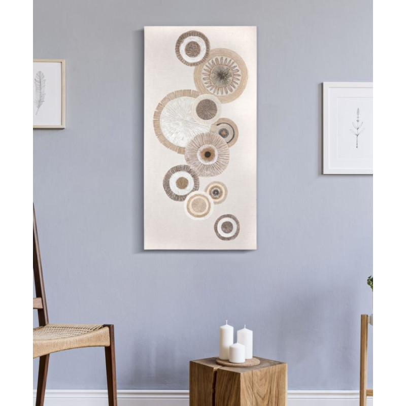 PEINTURE SUR TOILE CERCLE AVEC INSERTS -A- CM 50X3,2X100