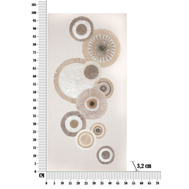 PEINTURE SUR TOILE CERCLE AVEC INSERTS -A- CM 50X3,2X100