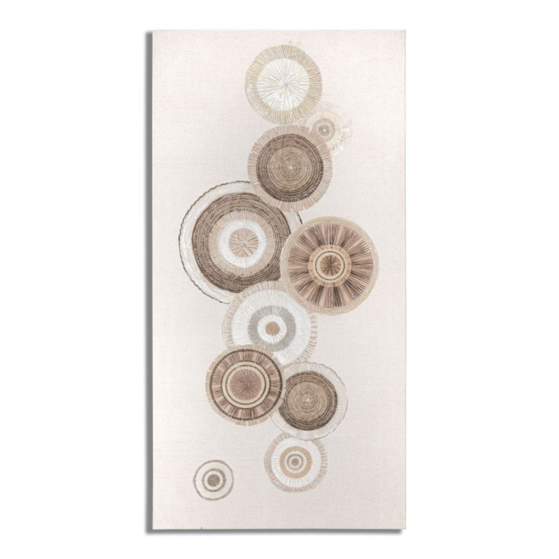 PEINTURE SUR TOILE CERCLE AVEC INSERTS -B- CM 50X3,2X100