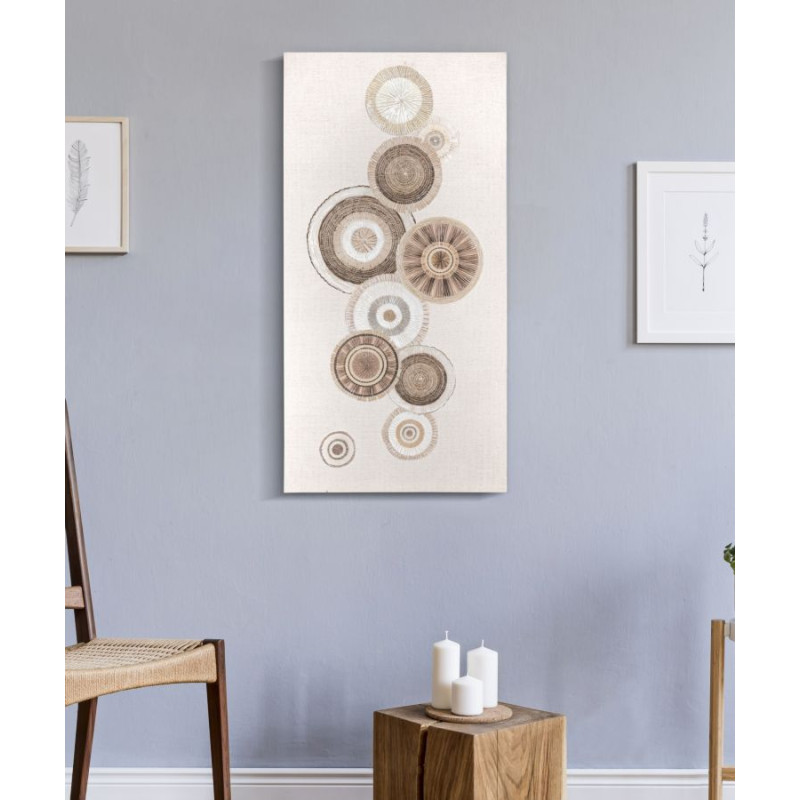 PEINTURE SUR TOILE CERCLE AVEC INSERTS -B- CM 50X3,2X100