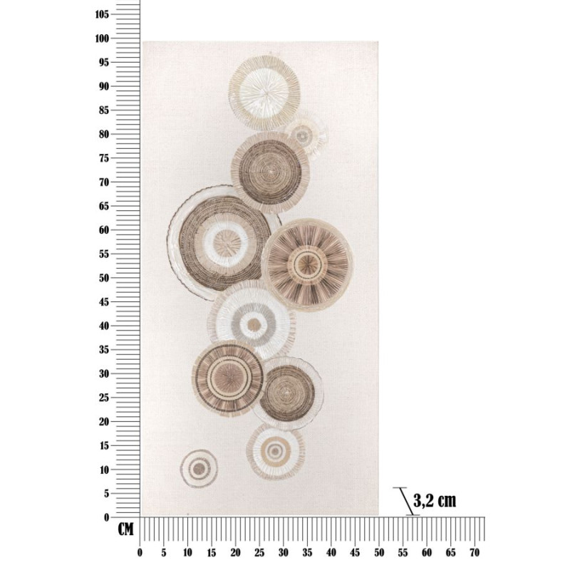 PEINTURE SUR TOILE CERCLE AVEC INSERTS -B- CM 50X3,2X100