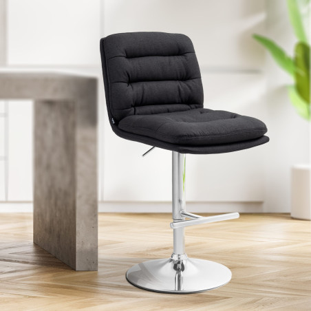 Tabouret de bar Damar tissu chrome noir