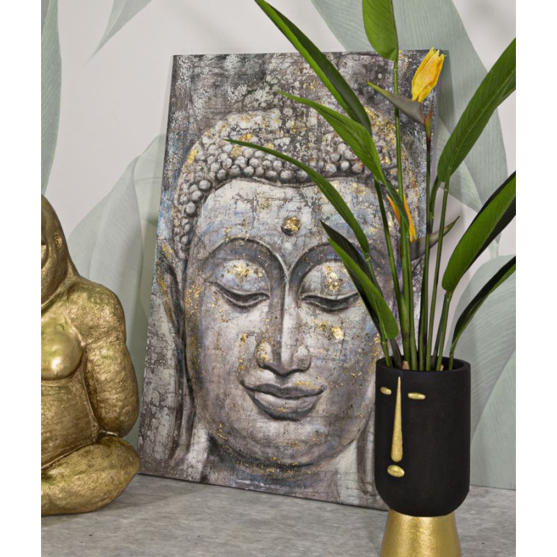 PEINTURE SUR TOILE VISAGE BOUDDHA LUMIÈRE -A- CM 80X3X120