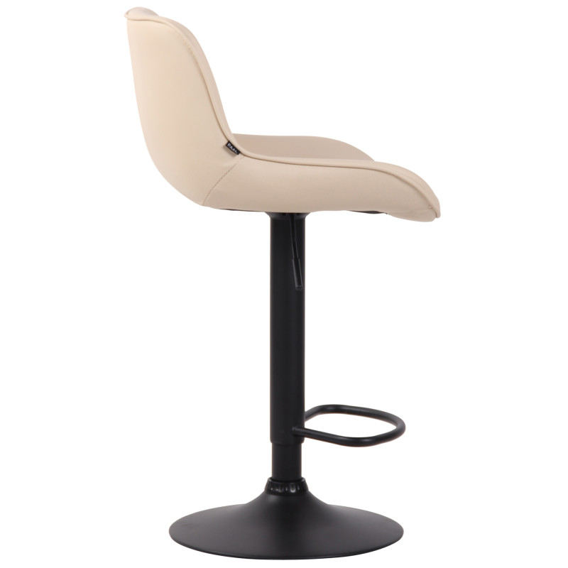 Tabouret de bar Lentini, simili cuir crème