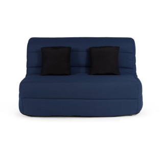 DUNLOPILLO Banquette BZ - Tissu Marine + 2 coussins noir - L 140 x P 99 x H 98 cm - Made in France - ALICE