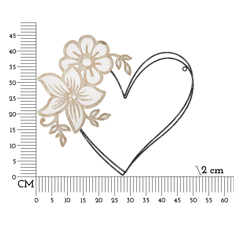 PANNEAU COEUR EN FER ET BOIS CM 50X2X45 MIN 2