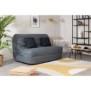 DUNLOPILLO Banquette BZ 2 places - Tissu Gris + 2 coussins noir - L 140 x P 99 x H 98 cm - ALICE