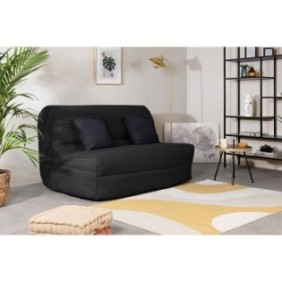 DUNLOPILLO Banquette BZ - Tissu Noir + 2 coussins noir - L 140 x P 99 x H 98 cmALICE