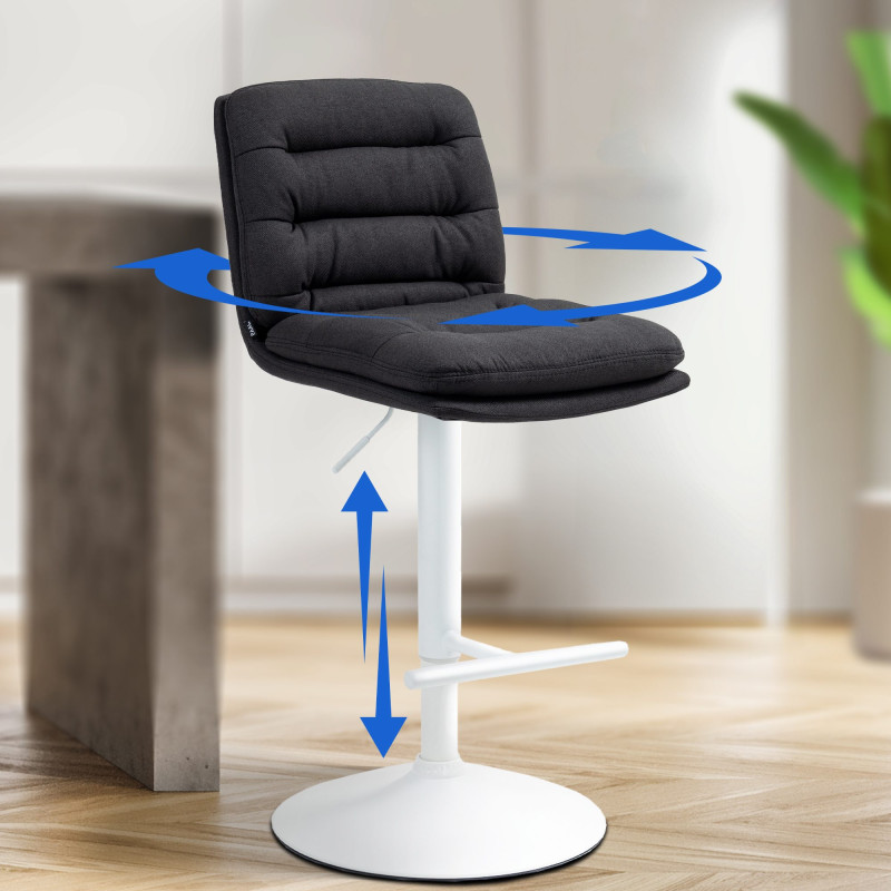 Tabouret de bar Damar tissu blanc noir