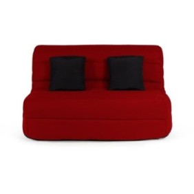 DUNLOPILLO Banquette BZ - Tissu Rouge + 2 coussins noir - L 140 x P 99 x H 98 cm - Made in France - ALICE