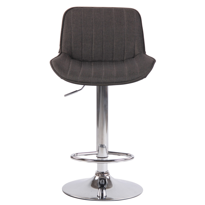 Tabouret de bar Lentini en tissu chromé gris foncé