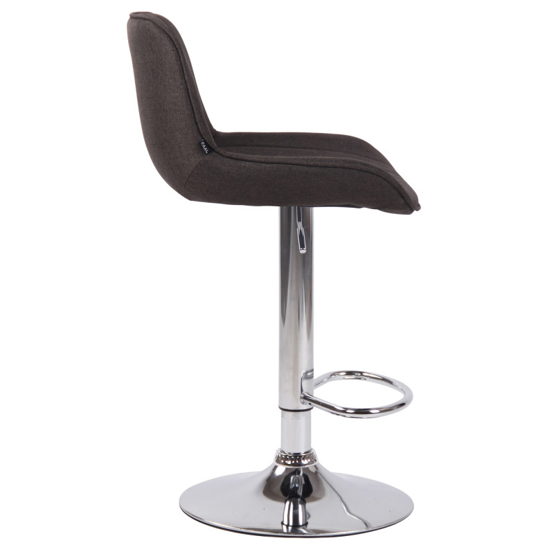 Tabouret de bar Lentini en tissu chromé gris foncé