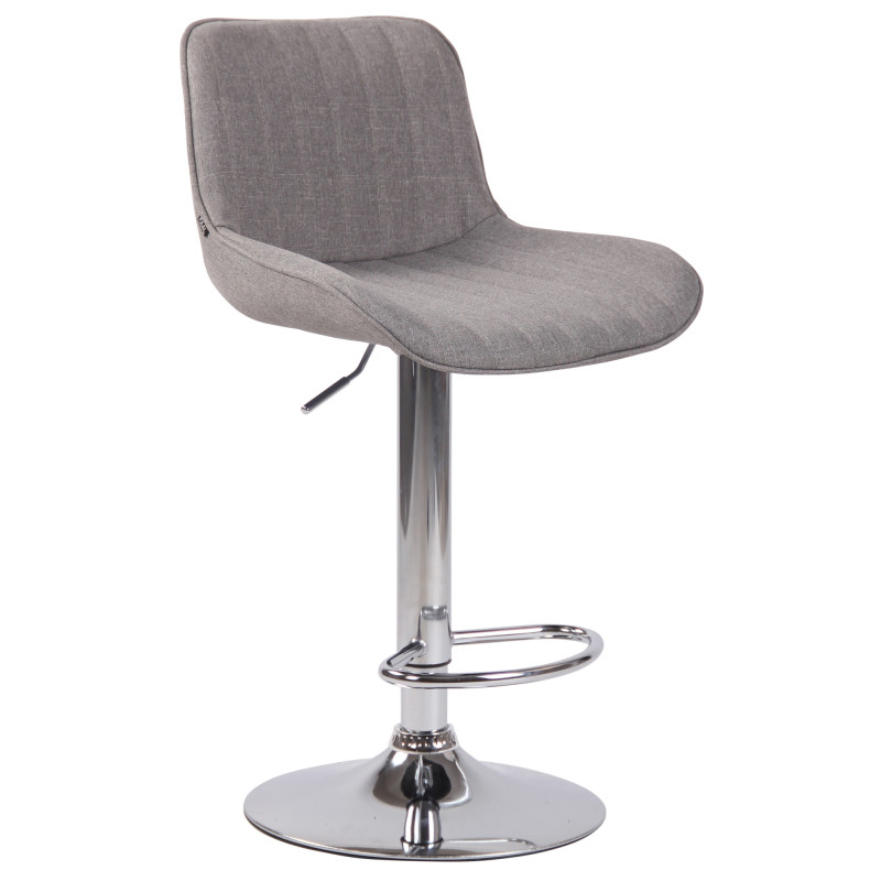 Tabouret de bar Lentini en tissu chromé gris